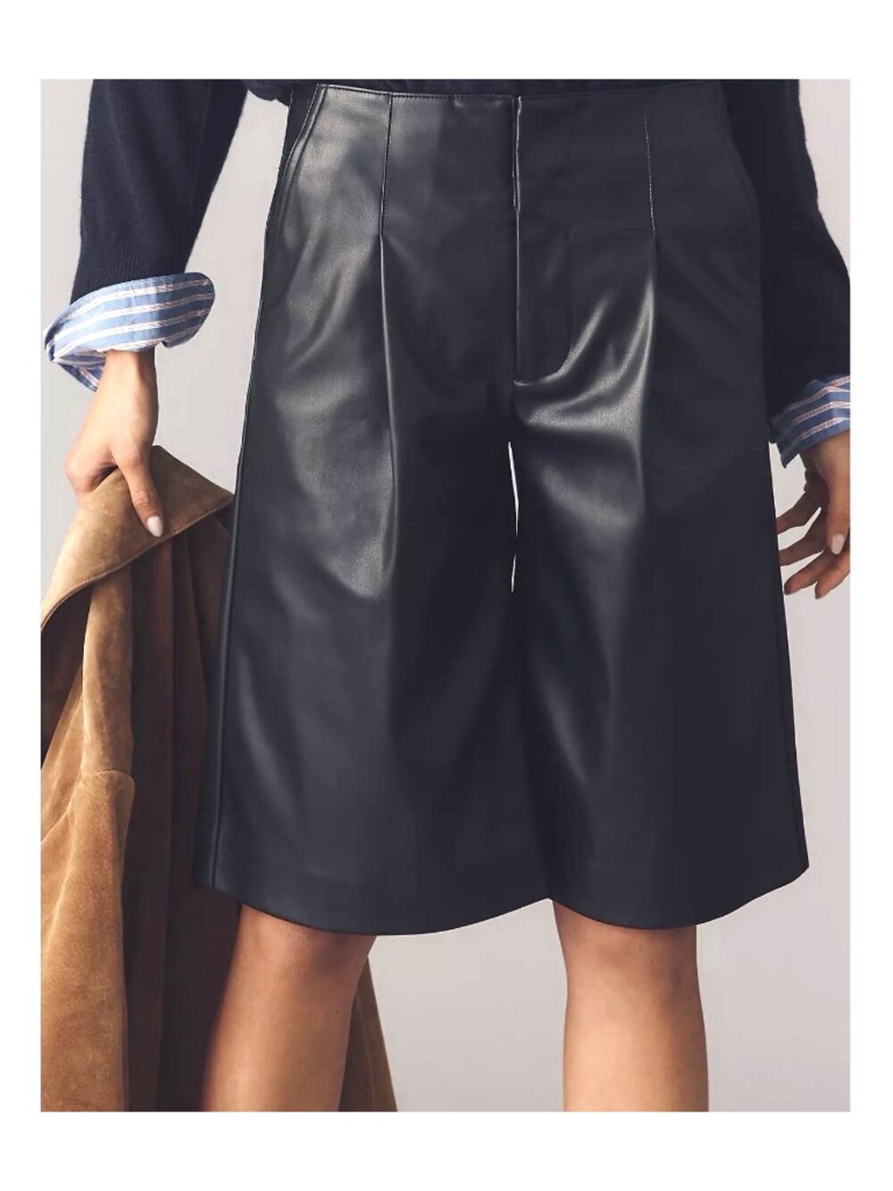 Hudson Womens 27 Black Faux Leather Bermuda Shorts High Rise Vegan Chic Soft